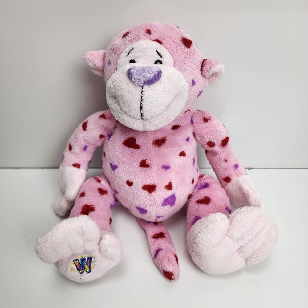 GANZ Webkinz HM343 Pink Heart LOVE MONKEY Plush Stuffed Animal NO CODE Retired
